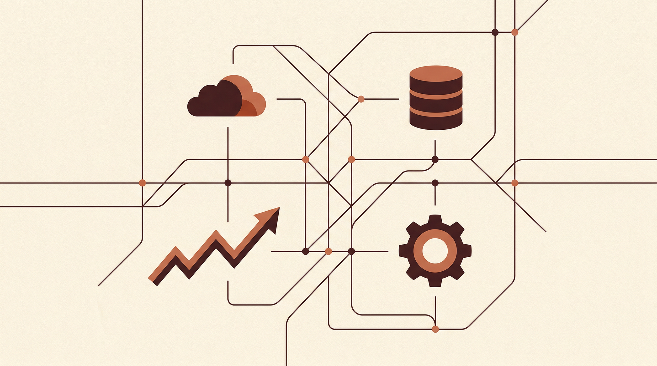 Abstract illustration of interconnected industry icons
